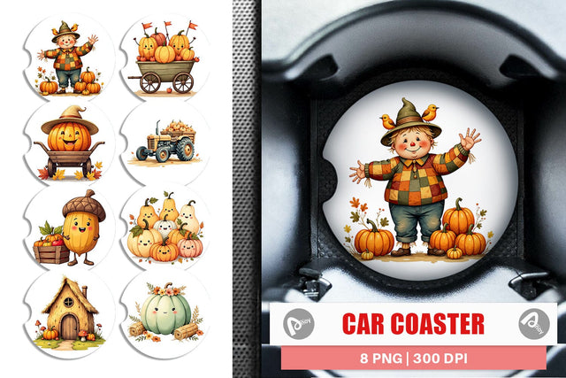 Car Coaster Pumpkin Patch Pals Sublimation artnoy 