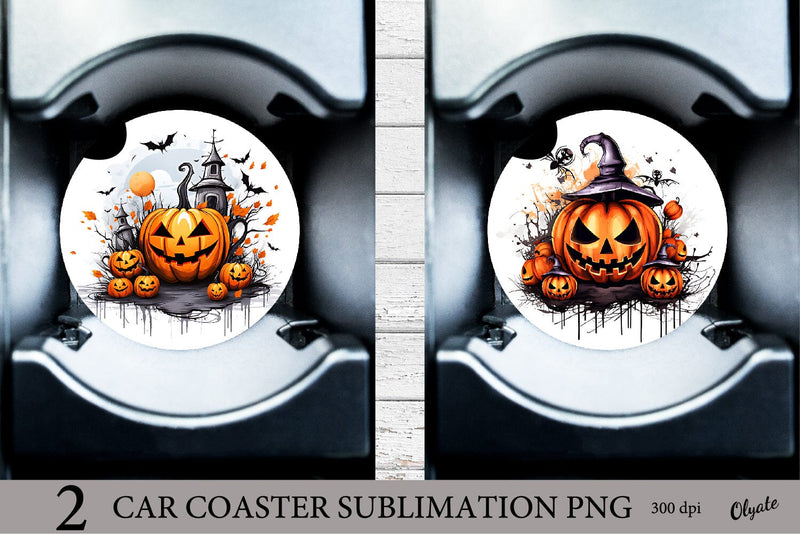 Car Coaster Pumpkin PNG. Halloween Car Coaster PNG Sublimation Olga Terlyanskaya 