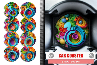 Car Coaster Quilling Paper Colorful Sublimation artnoy 