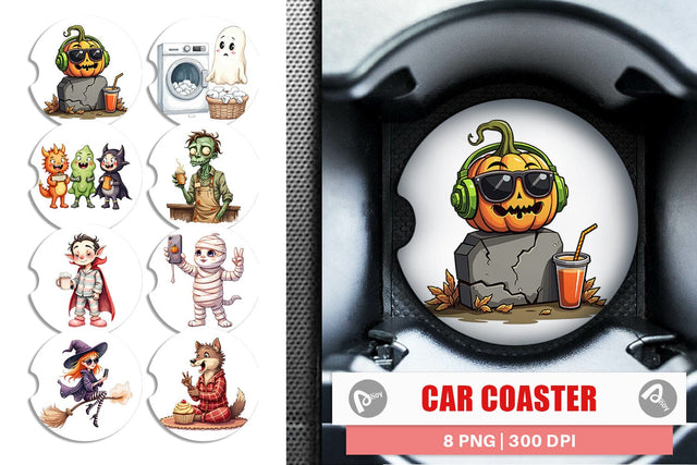 Car Coaster Quirky Halloween Sublimation artnoy 