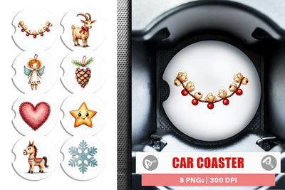 Car Coaster Quirky Nordic Crafts Sublimation artnoy 