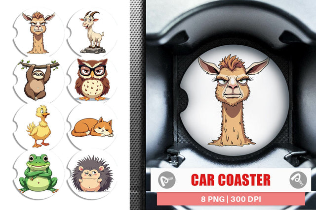 Car Coaster Quirky Sarcastic Animals Sublimation artnoy 