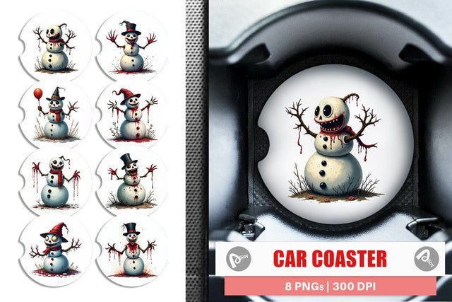 Car Coaster Quirky Snowman Sublimation artnoy 