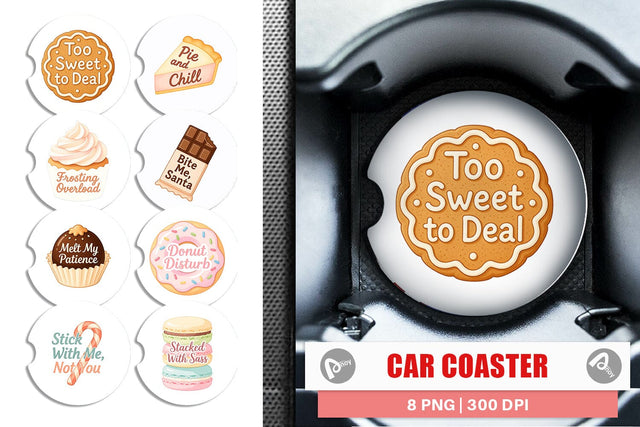 Car Coaster Quotes Watercolor Christmas Dessert Drama Sublimation artnoy 