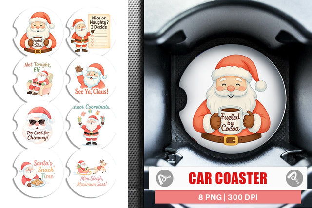 Car Coaster Quotes Watercolor Sassy Santa Claus Sublimation artnoy 