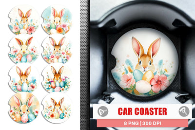 Car Coaster Rabbit Peeking Sublimation artnoy 