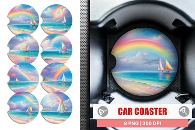 Car Coaster Rainbow Beach Sublimation artnoy 