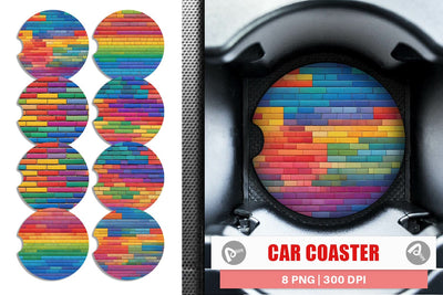 Car Coaster Rainbow Brick Texture Sublimation artnoy 