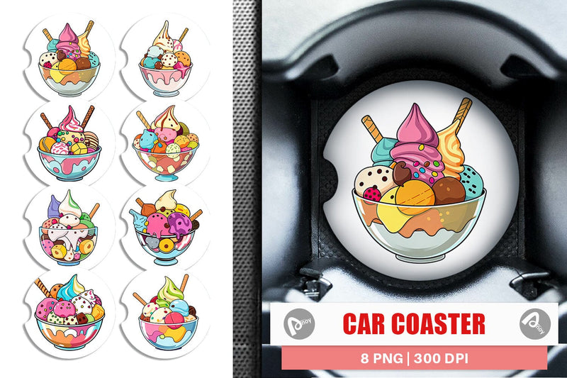 Car Coaster Rainbow Ice Cream Sublimation artnoy 
