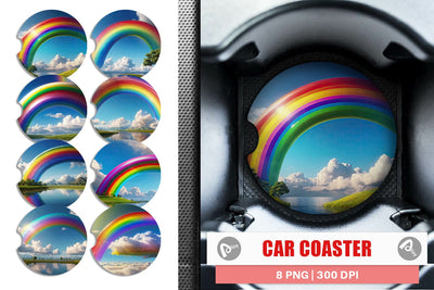 Car Coaster Rainbow in Sky Sublimation artnoy 