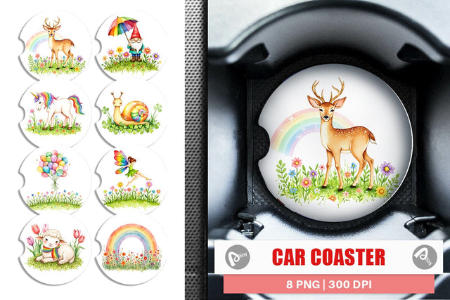 Car Coaster Rainbow Meadow Sublimation artnoy 