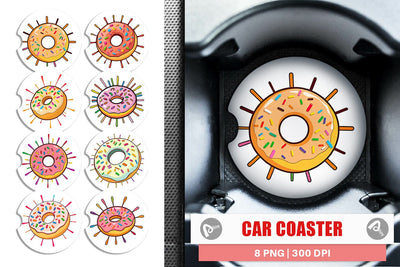 Car Coaster Rainbow Sprinkle Donut Sublimation artnoy 