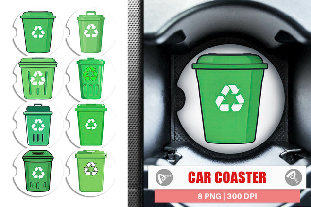 Car Coaster Recycling Bin Sublimation artnoy 