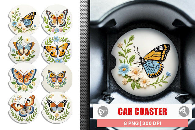 Car Coaster Red Admiral Butterfly Sublimation artnoy 