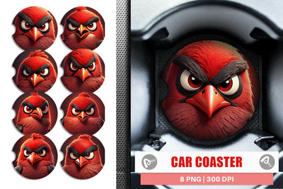 Car Coaster Red Bird Sublimation artnoy 