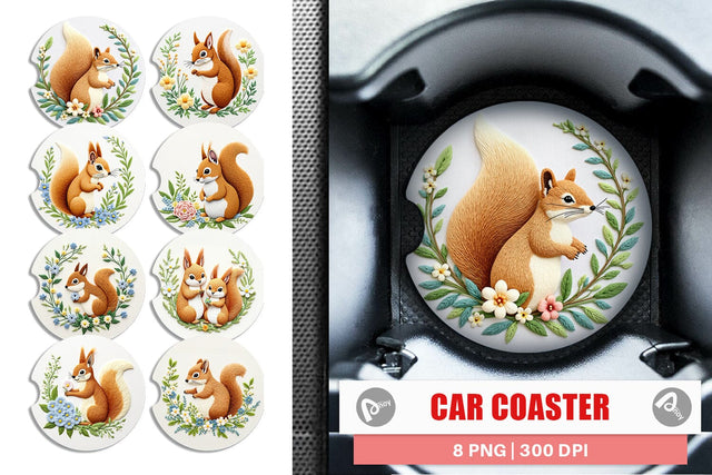 Car Coaster Red Squirrel Sublimation artnoy 