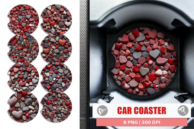 Car Coaster Red Stone Valentine Sublimation artnoy 