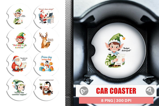 Car Coaster Retail Christmas Sarcasm Sublimation artnoy 