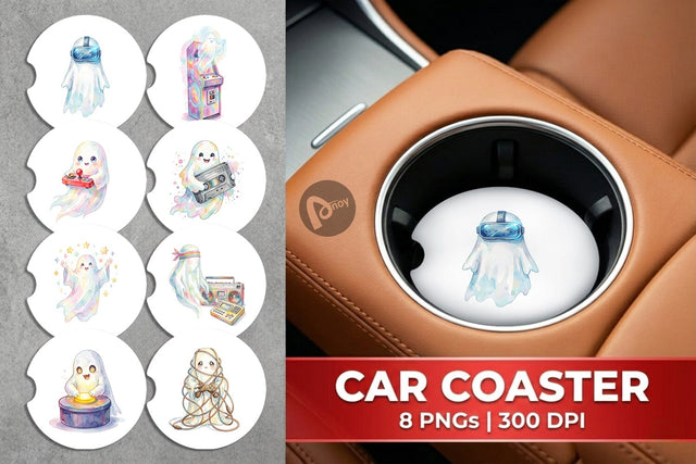 Car Coaster Retro Arcade Gamer Ghost Sublimation artnoy 