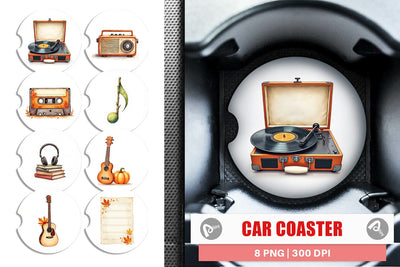 Car Coaster Retro Autumn Music Sublimation artnoy 