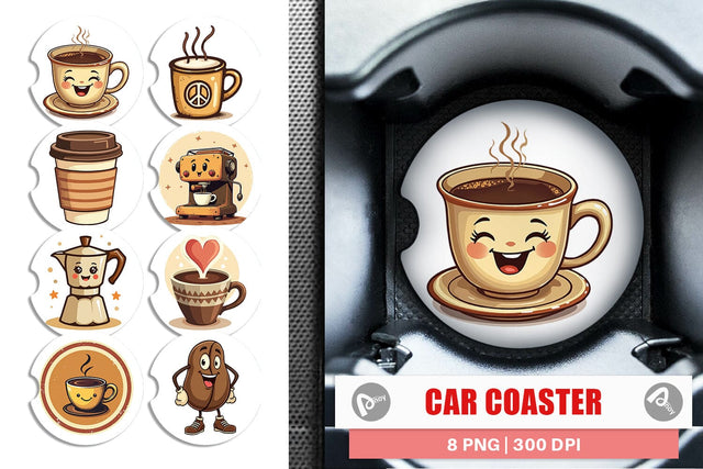 Car Coaster Retro Coffee Sublimation artnoy 
