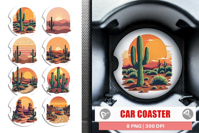 Car Coaster Retro Desert Vibes Sublimation artnoy 