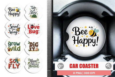 Car Coaster Retro Garden Critters Cute Motivational Quote Art Sublimation artnoy 