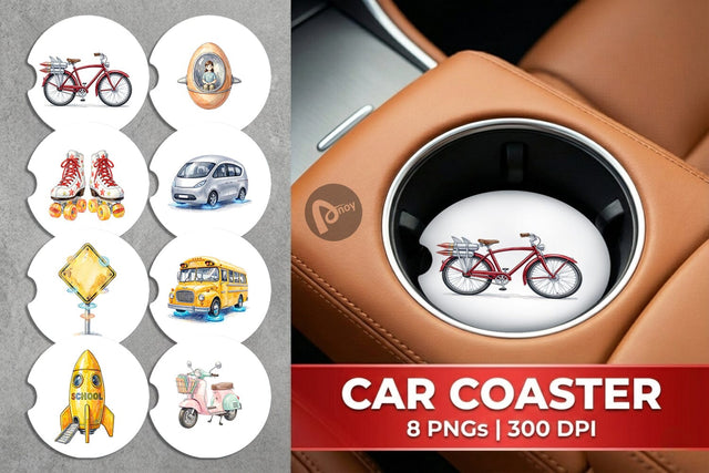Car Coaster Retro Hover School Transport Sublimation artnoy 