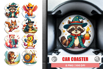 Car Coaster Retro Magic Critters Sublimation artnoy 