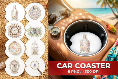 Car Coaster Retro Nature Discovery Watercolor Sublimation artnoy 