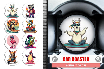 Car Coaster Retro Quirky Critters Sublimation artnoy 