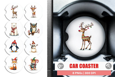 Car Coaster Retro Reindeer Friends Sublimation artnoy 