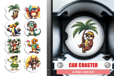 Car Coaster Retro Tropic Quirks Sublimation artnoy 
