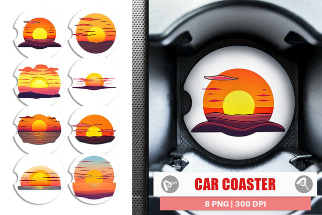 Car Coaster Rising Sun Sublimation artnoy 