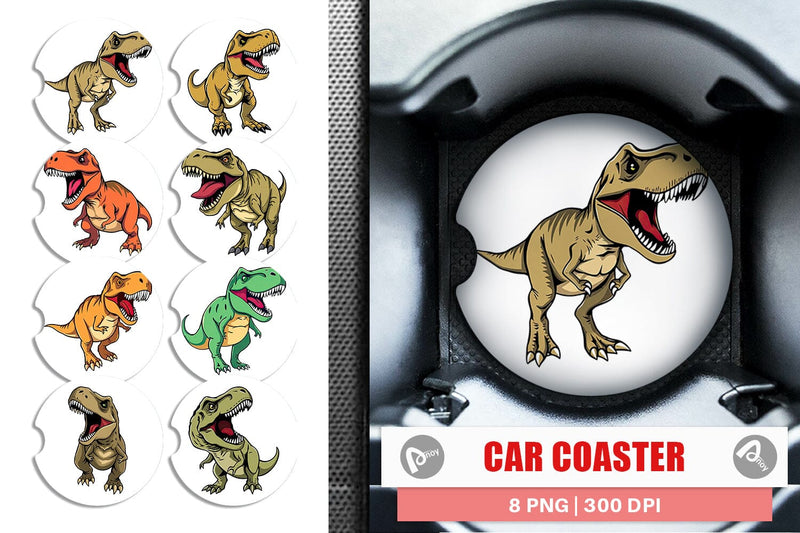 Car Coaster Roaring Dinosaur Sublimation artnoy 