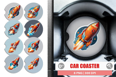 Car Coaster Rocket illustration Sublimation artnoy 