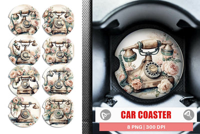 Car Coaster Rotary Telephone Sublimation artnoy 