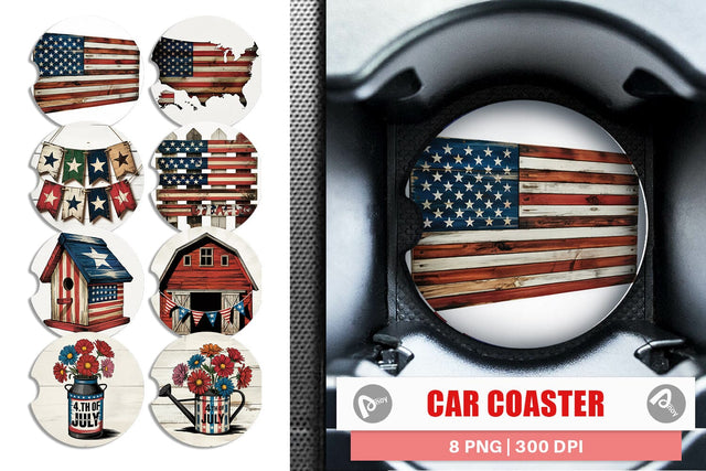 Car Coaster Rustic 4th of July Sublimation artnoy 