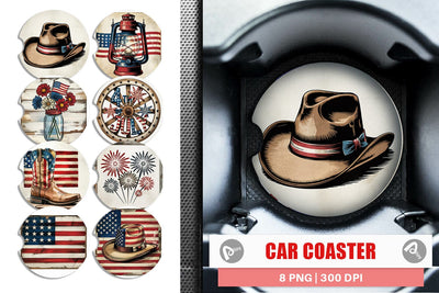 Car Coaster Rustic 4th of July Sublimation artnoy 