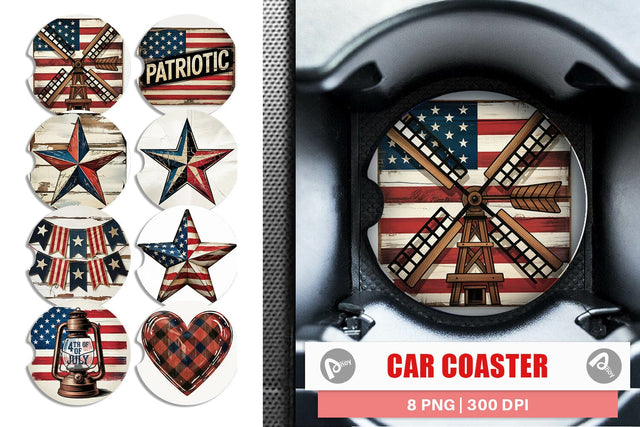Car Coaster Rustic 4th of July Sublimation artnoy 