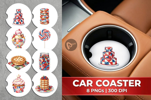 Car Coaster Rustic July 4th Patchwork Sweets Sublimation artnoy 
