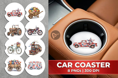 Car Coaster Rustic USA Patchwork Vehicle Sublimation artnoy 