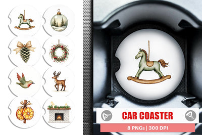 Car Coaster Rustic Woodland Christmas Sublimation artnoy 