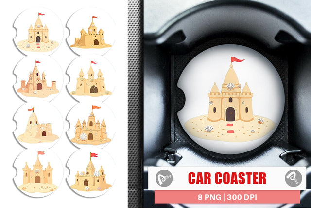 Car Coaster Sandcastle Sublimation artnoy 
