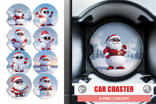 Car Coaster Santa Claus Christmas Sublimation artnoy 