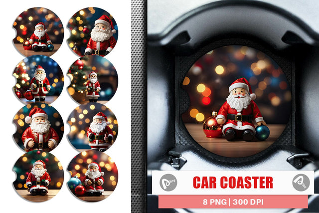 Car Coaster Santa Doll Christmas Sublimation artnoy 