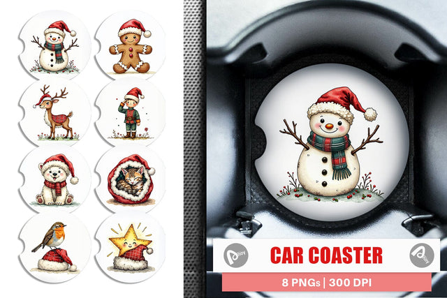 Car Coaster Santa Hat Whimsy Sublimation artnoy 