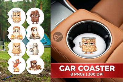 Car Coaster Sarcastic Camp Food Watercolor SVG artnoy 