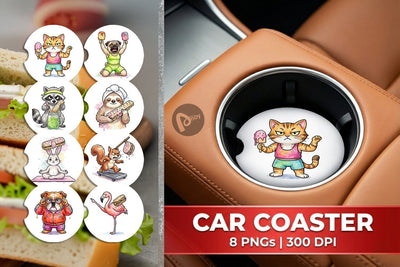 Car Coaster Sarcastic Diet Logic Sweet Watercolor Sublimation artnoy 