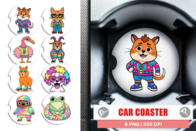 Car Coaster Sarcastic Groovy Critters Sublimation artnoy 